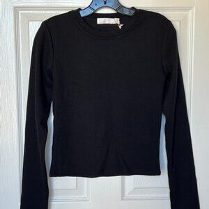 Rachel Parcell Waffle Crewneck Size M Black